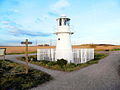 East Usk Lighthouse at Newport Wetlands RSPB Nature Reserve facing east towards bird hide