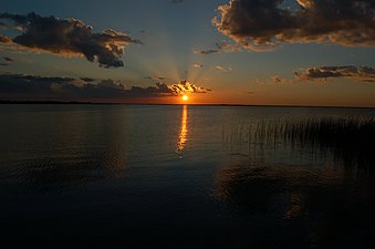 Puesta del sol en los Esteros del Iberá en la Provincia de Corrientes.