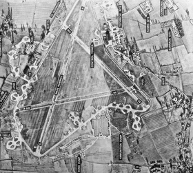 Vue aérienne de la Royal Air Force Station de Eye (18 janvier 1947)