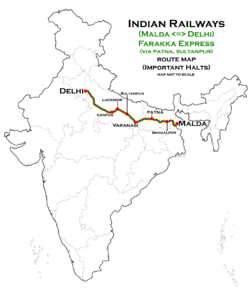Farakka Express (Malda - Delhi) (via Sultanpur) Route map.png