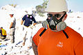 Rescue worker wearing a half-mask respirator.