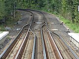 Halte Niederkaufungen Mitte nabij Kassel met twee vertakkingen naar links en naar rechts.