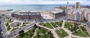 Aerial view of the city and the beach