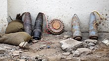 Ammunition rigged for an IED discovered in Baghdad by the Iraqi Police during November of 2005 IED Baghdad from munitions.jpg