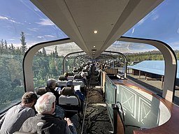 Interior of an Alaska Railroad train Ultra Dome Car at the Denali National Park.