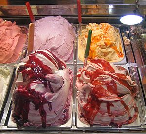 It's the picture of Italian ice-cream in a sho...