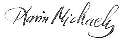 Karin Michaëlisʼ signatur
