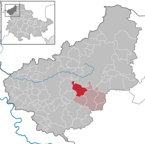 Poziția Kreuzebra pe harta districtului Eichsfeld