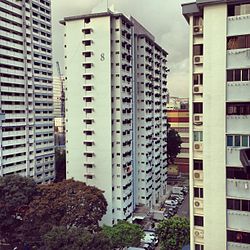 A view of Housing and Development Board (HDB) flats in Lavender, seen from Block 805, King George's Avenue.