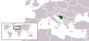 Locator map for Bosnia and Herzegovina