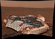 Spirit's lander on Mars MER Spirit Lander Pan Sol16-A18R1 br2.jpg