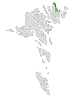 维阿雷伊市镇在法罗群岛的位置（绿色和红色部分）