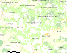 Mapa obce Paussac-et-Saint-Vivien
