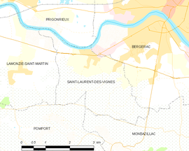 Mapa obce Saint-Laurent-des-Vignes