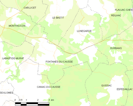 Mapa obce Fontanes-du-Causse