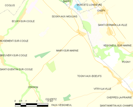 Mapa obce Mairy-sur-Marne