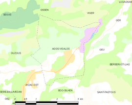 Mapa obce Agos-Vidalos