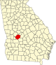 Mapa de Georgia con la ubicación del condado de Macon