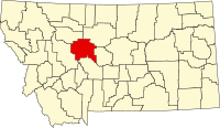 Locatie van Cascade County in Montana