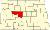 Map of Severna Dakota highlighting McLean County