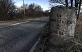 A milestone along the Warrington and Lower Irlam turnpike road, near Rixton. The opposite side gives the distance to Warrington.