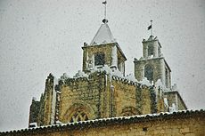 Març: Campanars del monestir de Sant Cugat per la nevada del 2010.