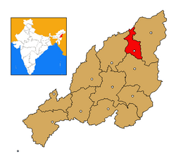 Longleng district's location in Nagaland