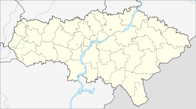 Mapa konturowa obwodu saratowskiego, po prawej nieco u góry znajduje się punkt z opisem „Pugaczow”