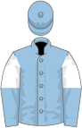 Light blue, white and light blue halved sleeves