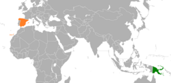 Карта с указанием местоположения Папуа-Новой Гвинеи и Испании