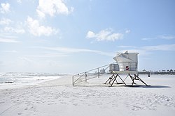 A lifeguard stand on Pensacola Beach