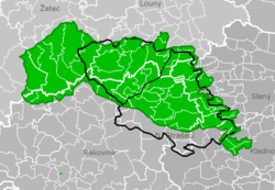 Rozsah PřP Džbán ve srovnání s vymezením geomorfologického celku Džbán