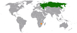 Карта с указанием местоположения России и Зимбабве