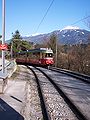 Stubaitalbahn – TW 82 fährt in die Ausweiche Hölltal ein