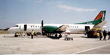 En Saab 2000 fra CityJet på Dublin lufthavn i 1998.