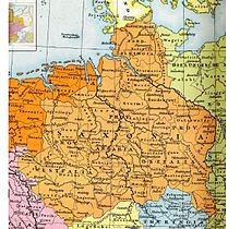The later stem duchy of Saxony (c. 1000 AD), which was based in the Saxons' traditional homeland bounded by the rivers Ems, Eider and Elbe Saxe primitive.JPG