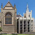 St Mary's Cathedral, Perth. View from the north showing old and new styles in 2014