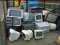 A pile of discarded TVs and computer monitors TV and Computer Monitor Recycling Pen - geograph.org.uk - 1025508.jpg