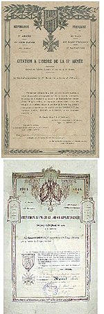 Twee diploma's uit de Eerste Wereldoorlog
