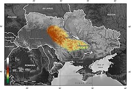 Придніпровська височина на карті рельєфу України