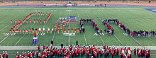The University of Pennsylvania Band at the 2019 homecoming game University of Pennsylvania Band spell "Penn".jpg