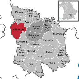 Läget för Vaterstetten i Landkreis Ebersberg
