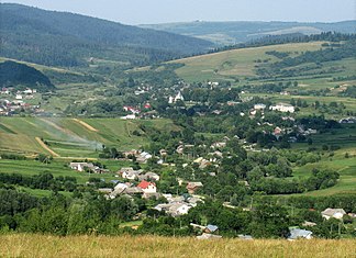 Blick auf Welyka Linyna im Gebirge