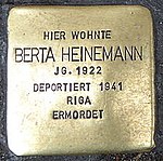 Stolperstein für Berta Heinemann (Augustinerstraße 4)
