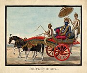 Watercolour painting on paper of Indradyumna seated in a carriage.jpg