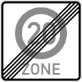 Zeichen 274.2-51 Ende der Zone mit zulässiger Höchstgeschwindigkeit 20 km/h