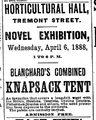 Advertisement, Novel exhibition, 1888