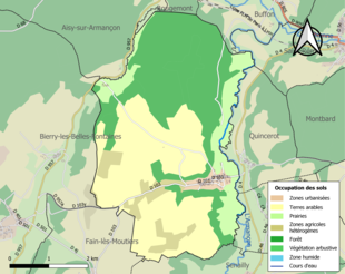 Carte en couleurs présentant l'occupation des sols.