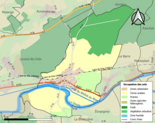 Carte en couleurs présentant l'occupation des sols.