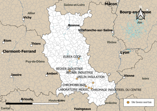 Carte des sites « Seveso seuil bas ».